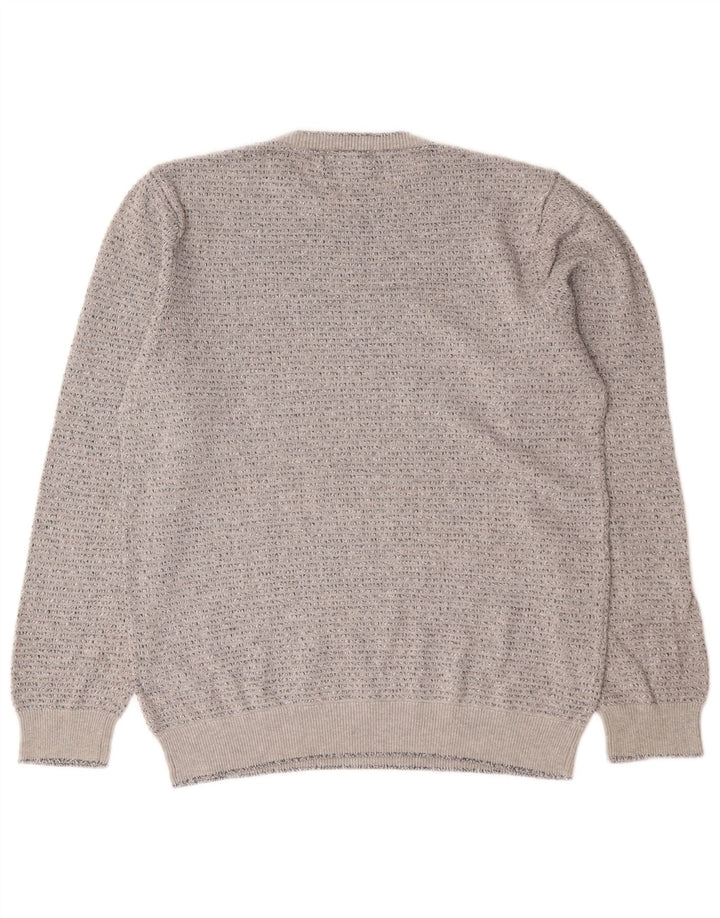 Maglione maglione girocollo da uomo Marks & Spencer in cotone screziato grigio medio