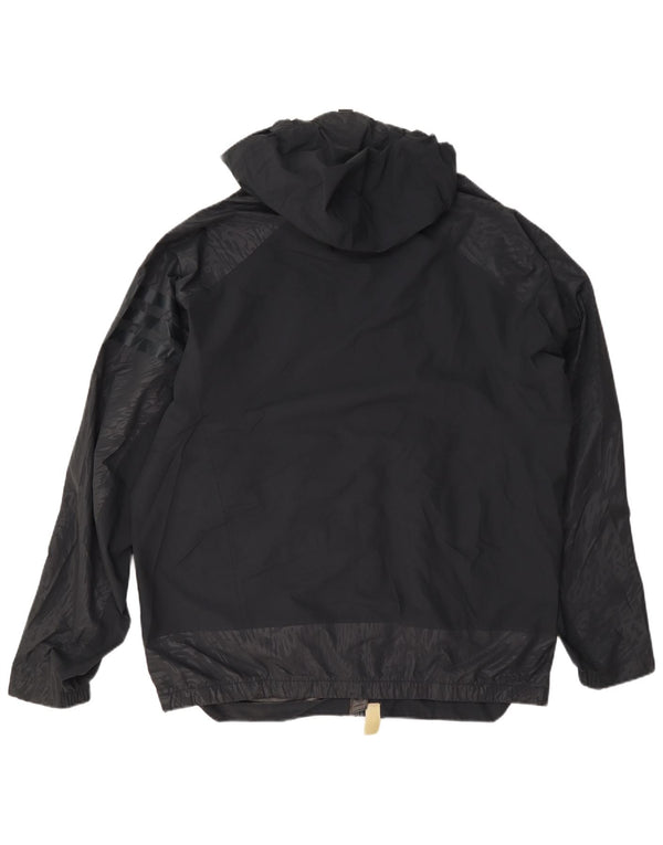 Giacca antipioggia da uomo Adidas con cappuccio UK 40 grande nera geometrica
