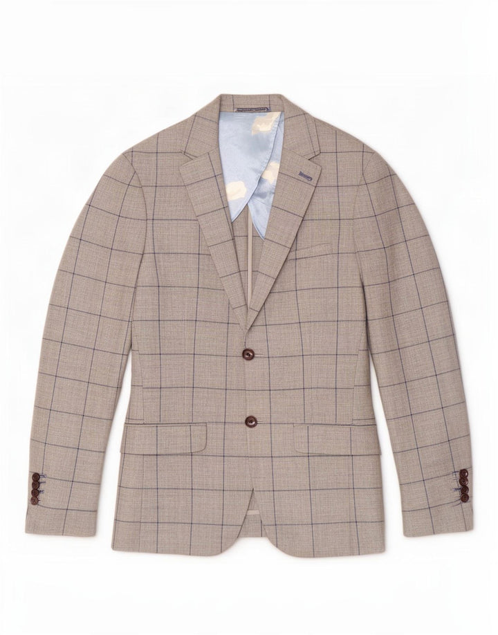 Joules Giacca blazer slim fit da uomo a 2 bottoni UK 34 XS lana a quadri grigia