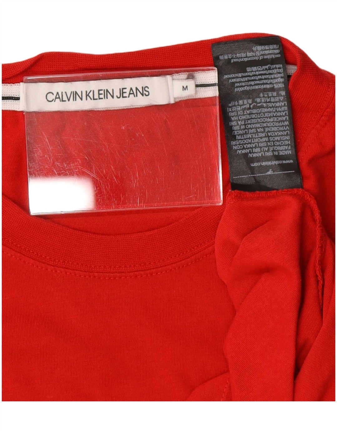 CALVIN KLEIN JEANS T-shirt grafica da donna Top UK 14 Cotone rosso medio