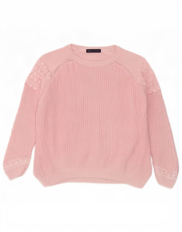 Maglione maglione con scollo a barca da donna Marks & Spencer UK 14 grande floreale rosa