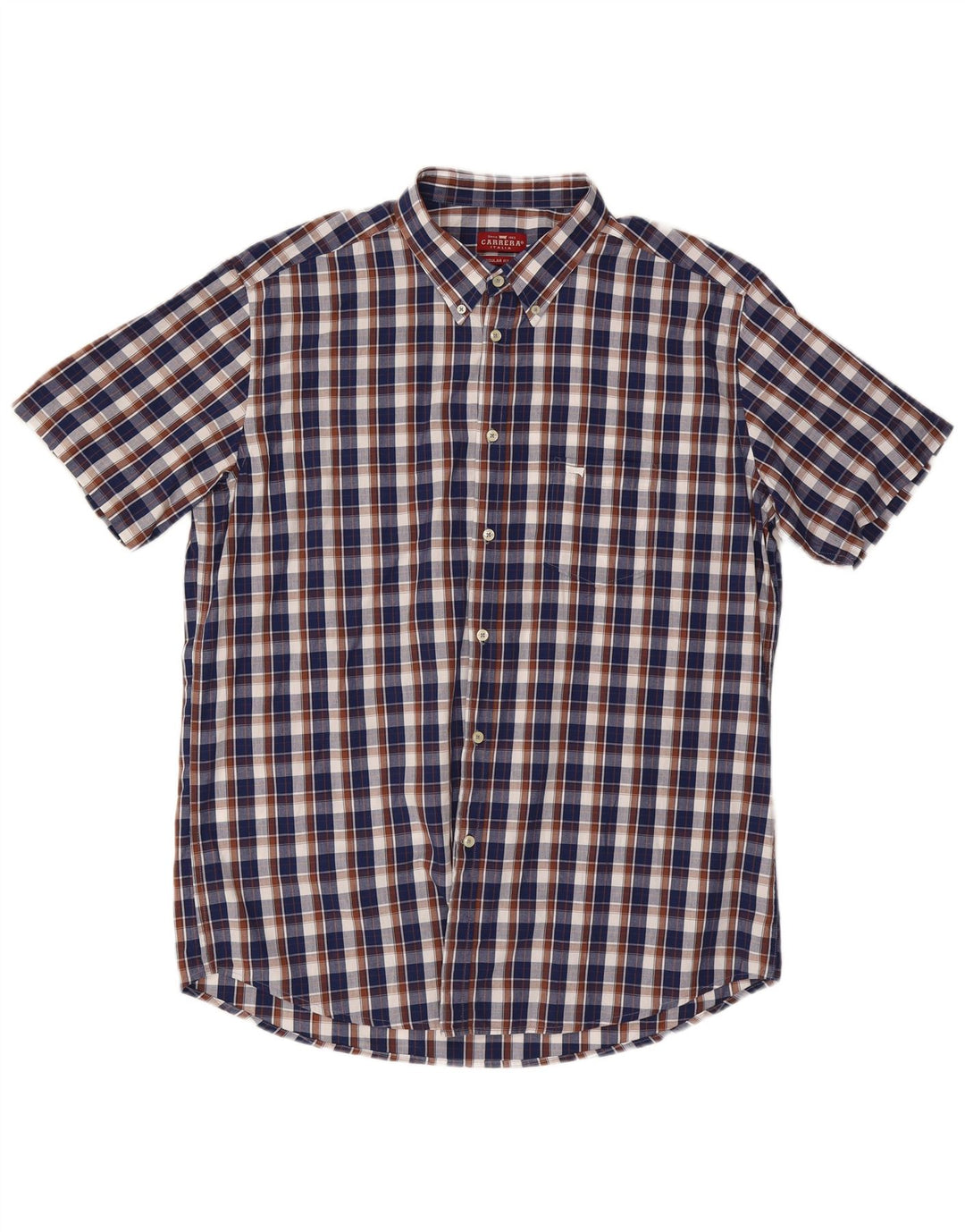 Camicia Carrera da uomo a maniche corte vestibilità regolare 2XL blu navy a quadri