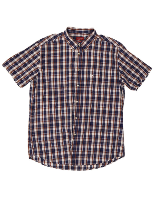 Camicia Carrera da uomo a maniche corte vestibilità regolare 2XL blu navy a quadri