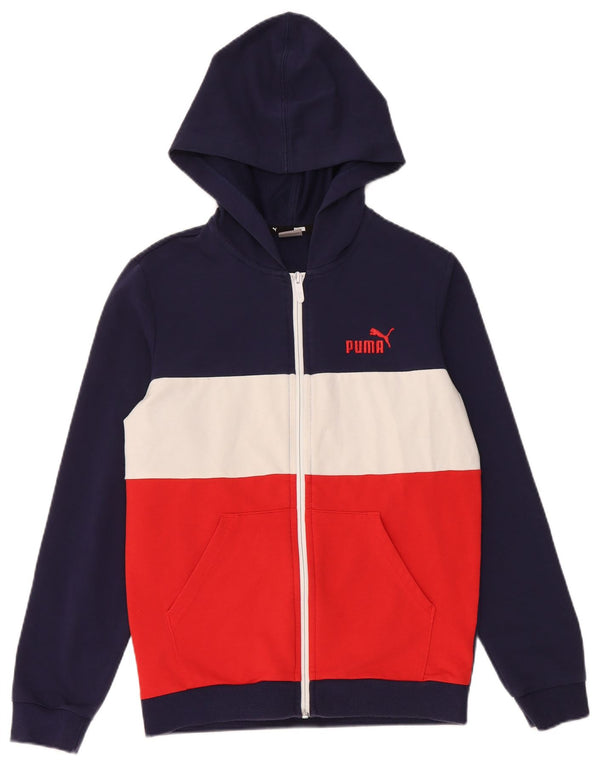 Felpa con cappuccio e zip da bambino Puma 13-14 anni Blu Colourblock