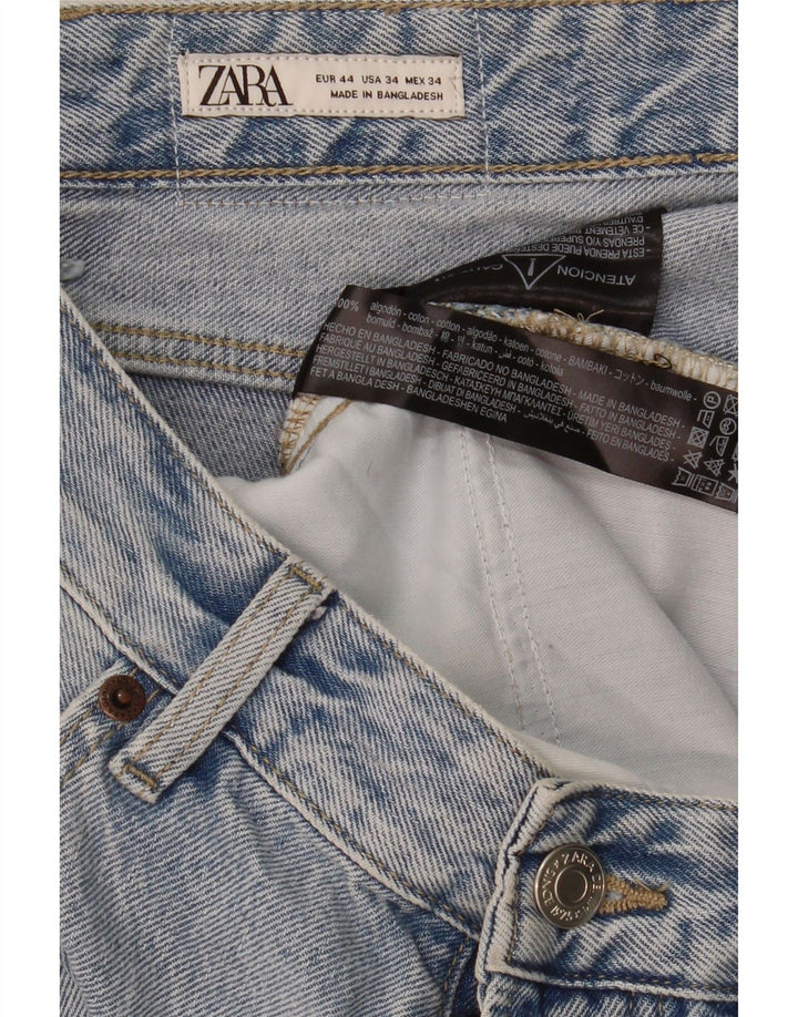 Jeans dritti da uomo ZARA EU 34 Large W34 L31 Cotone blu