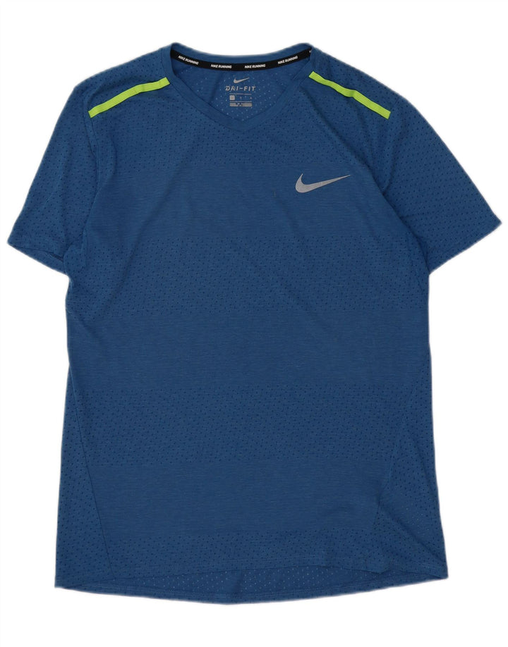 NIKE Mens Dri Fit T-Shirt Top Large Blue Polyester