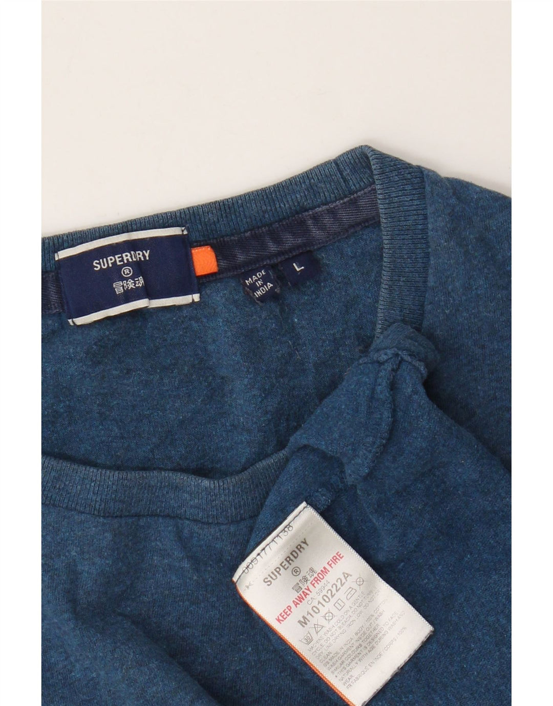 T-shirt da uomo Superdry Top grande in cotone chiazzato blu