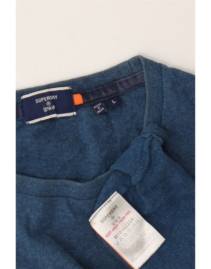 T-shirt da uomo Superdry Top grande in cotone chiazzato blu