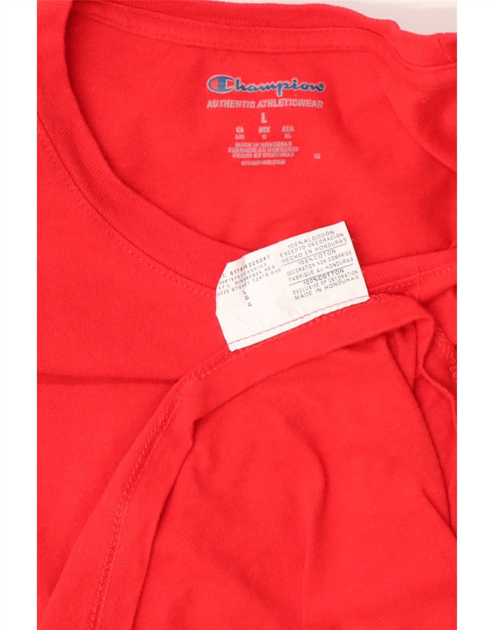 Champion Top da uomo a maniche lunghe in cotone rosso grande