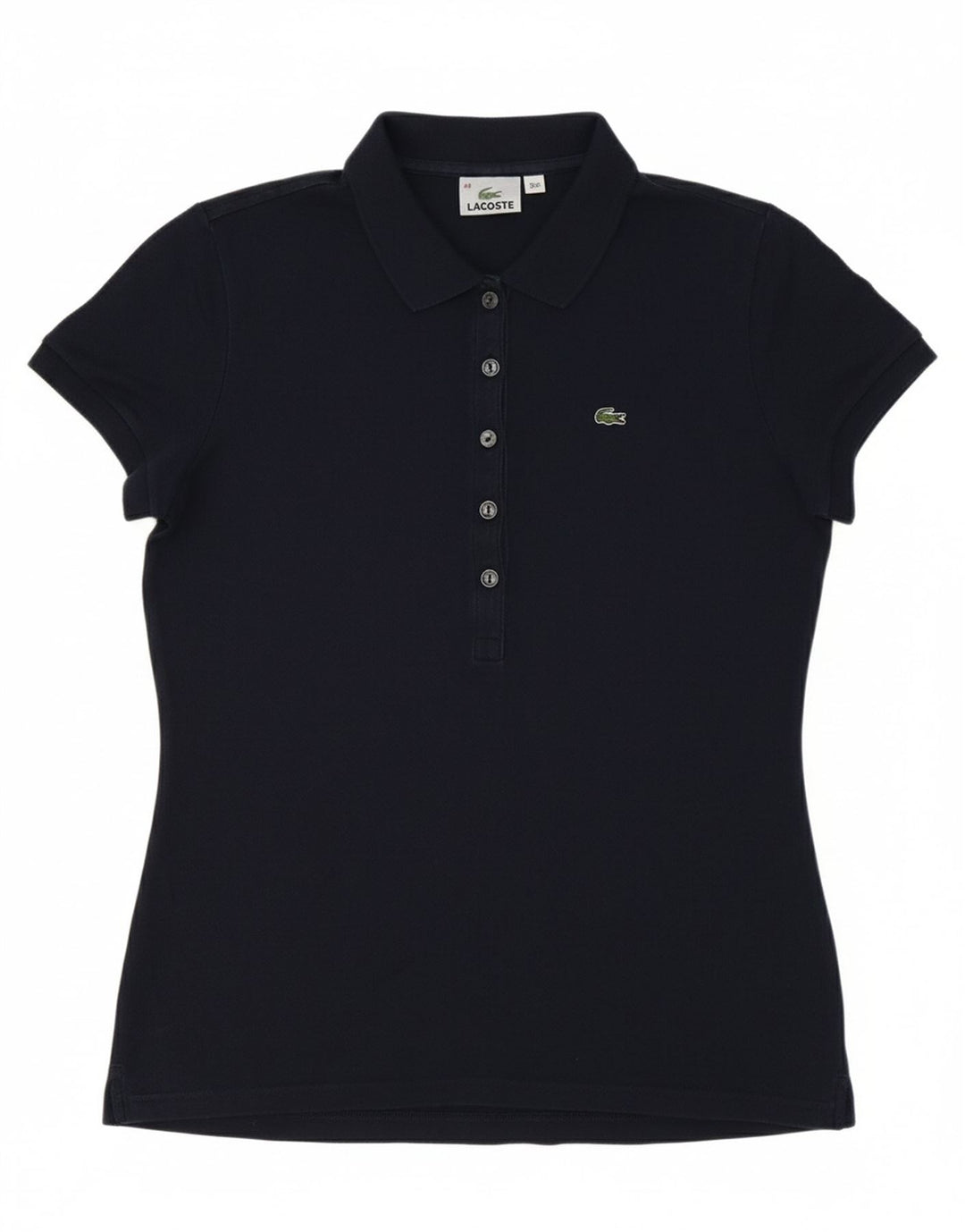 LACOSTE Womens Polo Shirt Size 44 Large Navy Blue Cotton
