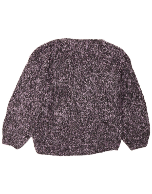 Maglione vintage da donna con scollo a barca UK 16 Grande grigio a rombi/diamante