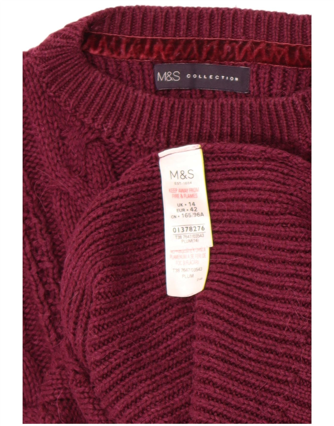 Maglione maglione girocollo da donna Marks & Spencer UK 14 medio marrone