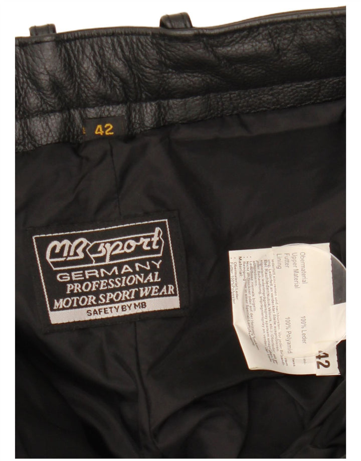 Pantaloni dritti in pelle da donna vintage IT 42 medi W30 L32 in pelle nera