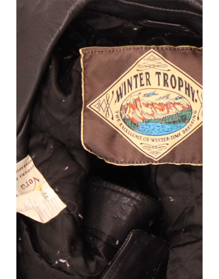Giacca da motociclista in pelle da donna vintage IT 44 Medium Black
