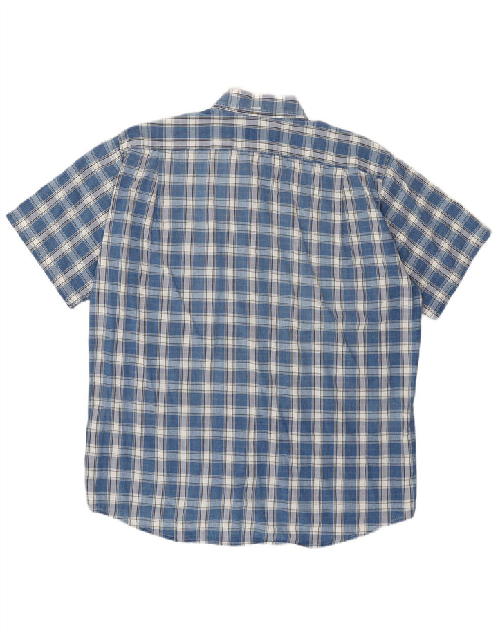 LACOSTE Camicia a maniche corte da uomo taglia 40 a quadri blu medio