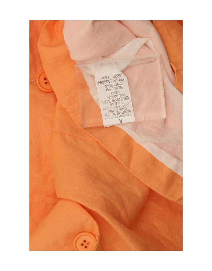 VINTAGE Womens Sleeveless 4 Button Blazer Jacket UK 14 Medium Orange Linen Vintage Vintage and Second-Hand Vintage from Messina Hembry 