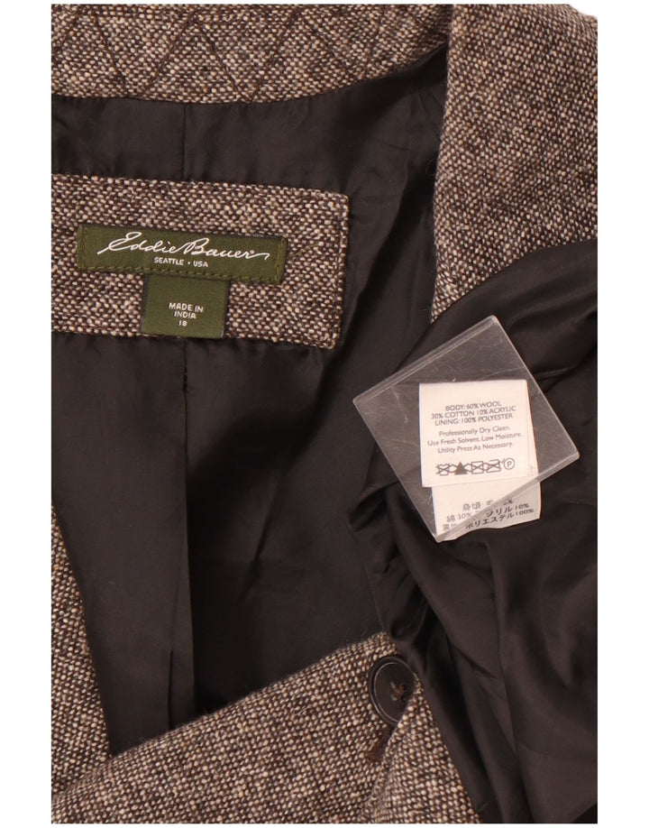 EDDIE BAUER Giacca blazer a 2 bottoni da donna US 18 2XL Lana grigia