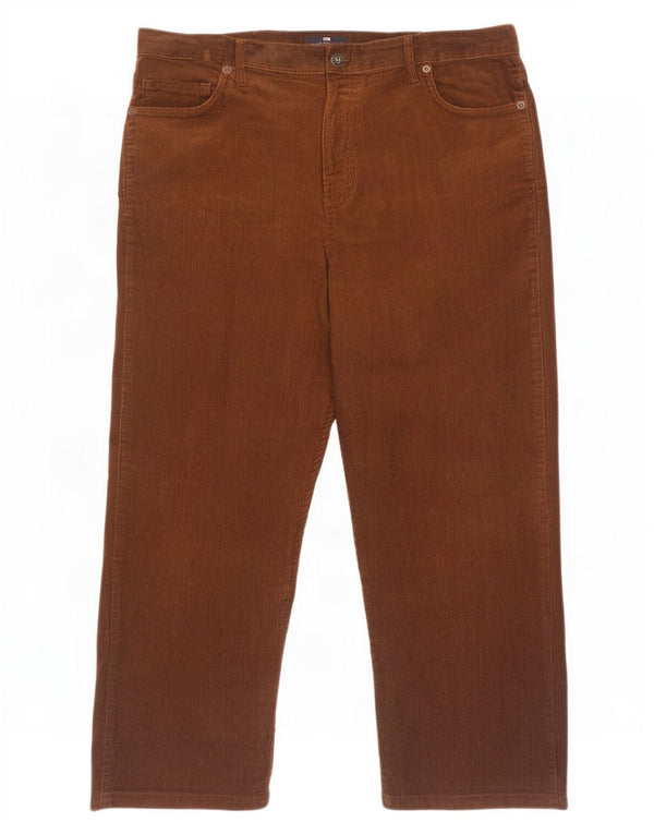 Pantaloni Marks & Spencer da uomo in velluto a coste blu Harbour Crop W40 L29 Marrone