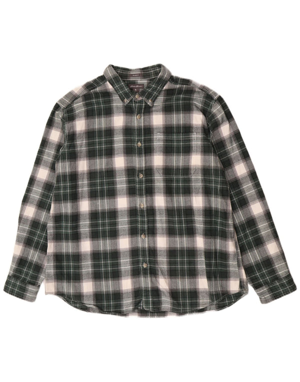Eddie Bauer Camicia da uomo in flanella dalla vestibilità rilassata XL in cotone a quadri verdi