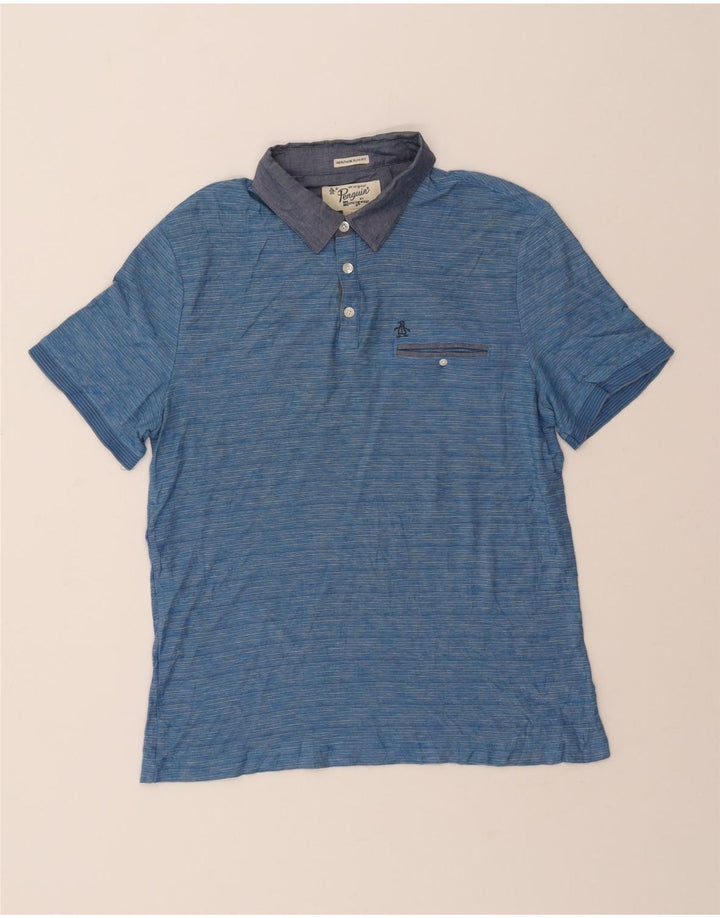 PENGUIN Mens Heritage Slim Fit Polo Shirt Large Blue Vintage Penguin and Second-Hand Penguin from Messina Hembry 