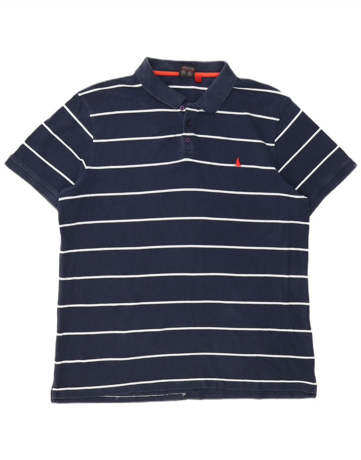 Polo da uomo Musto 2XL in cotone a righe blu navy