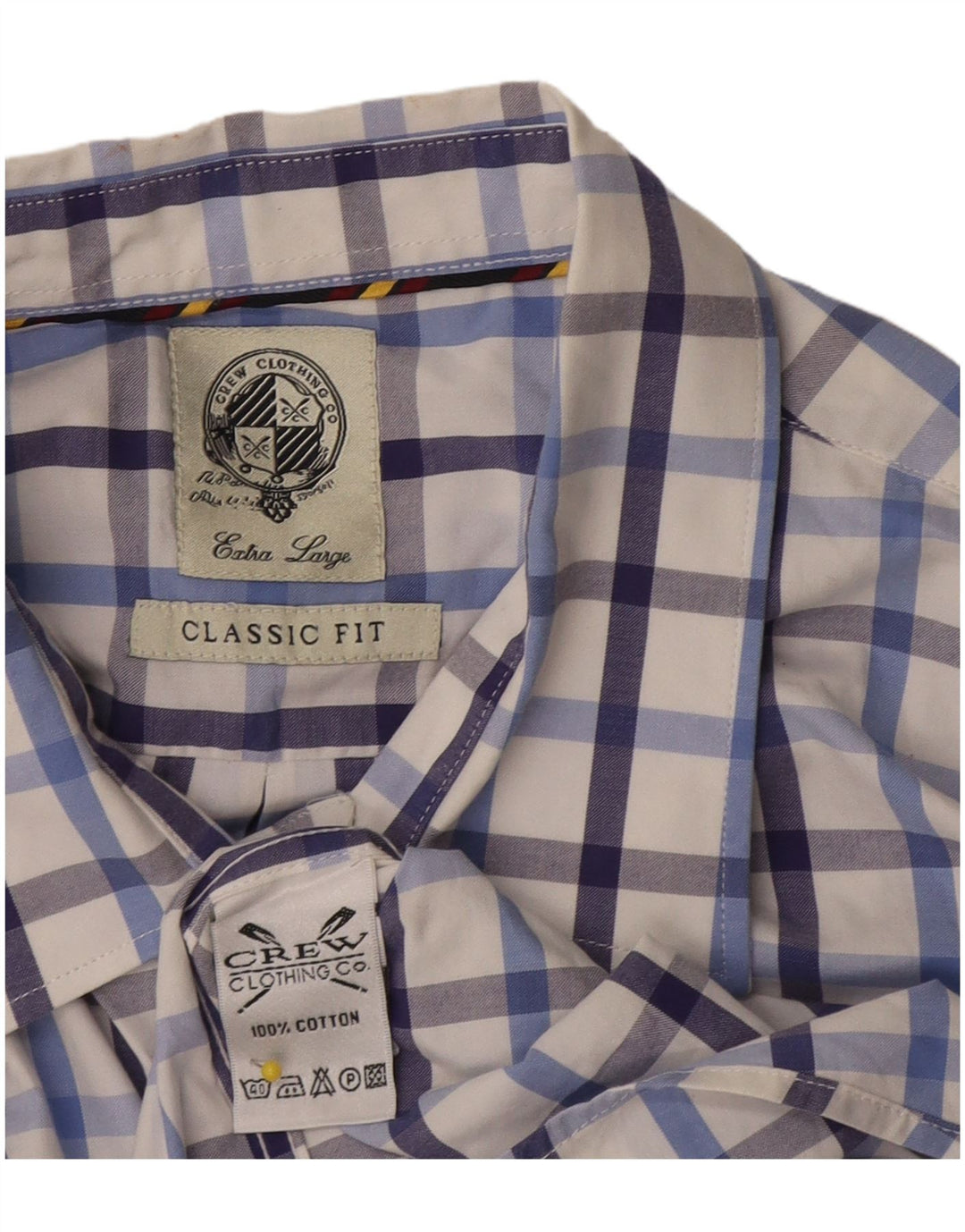 Crew Camicia da uomo a maniche corte vestibilità classica XL in cotone a quadri bianchi