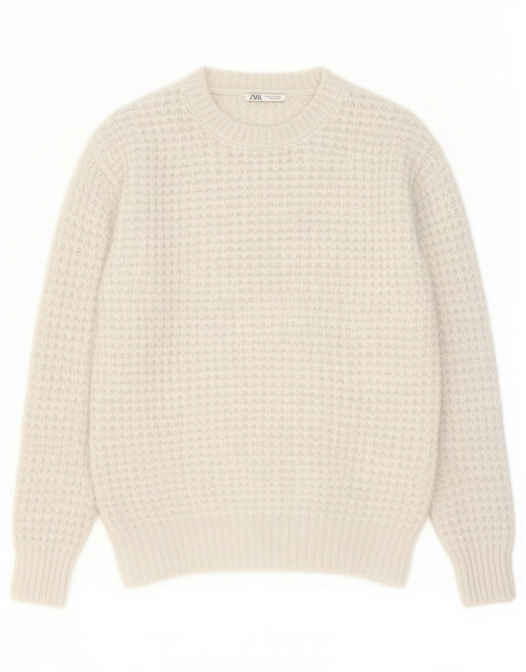 Maglione maglione girocollo da uomo Zara in poliestere bianco medio