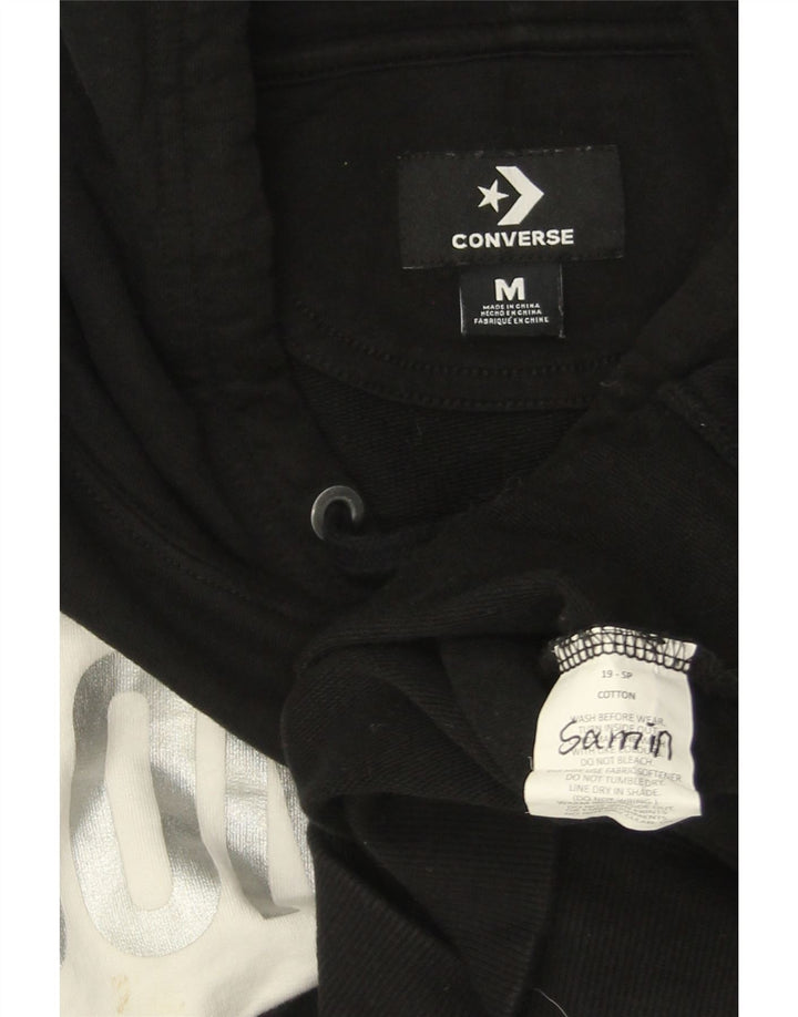 CONVERSE Felpa con cappuccio grafica da uomo in cotone color block medio nero