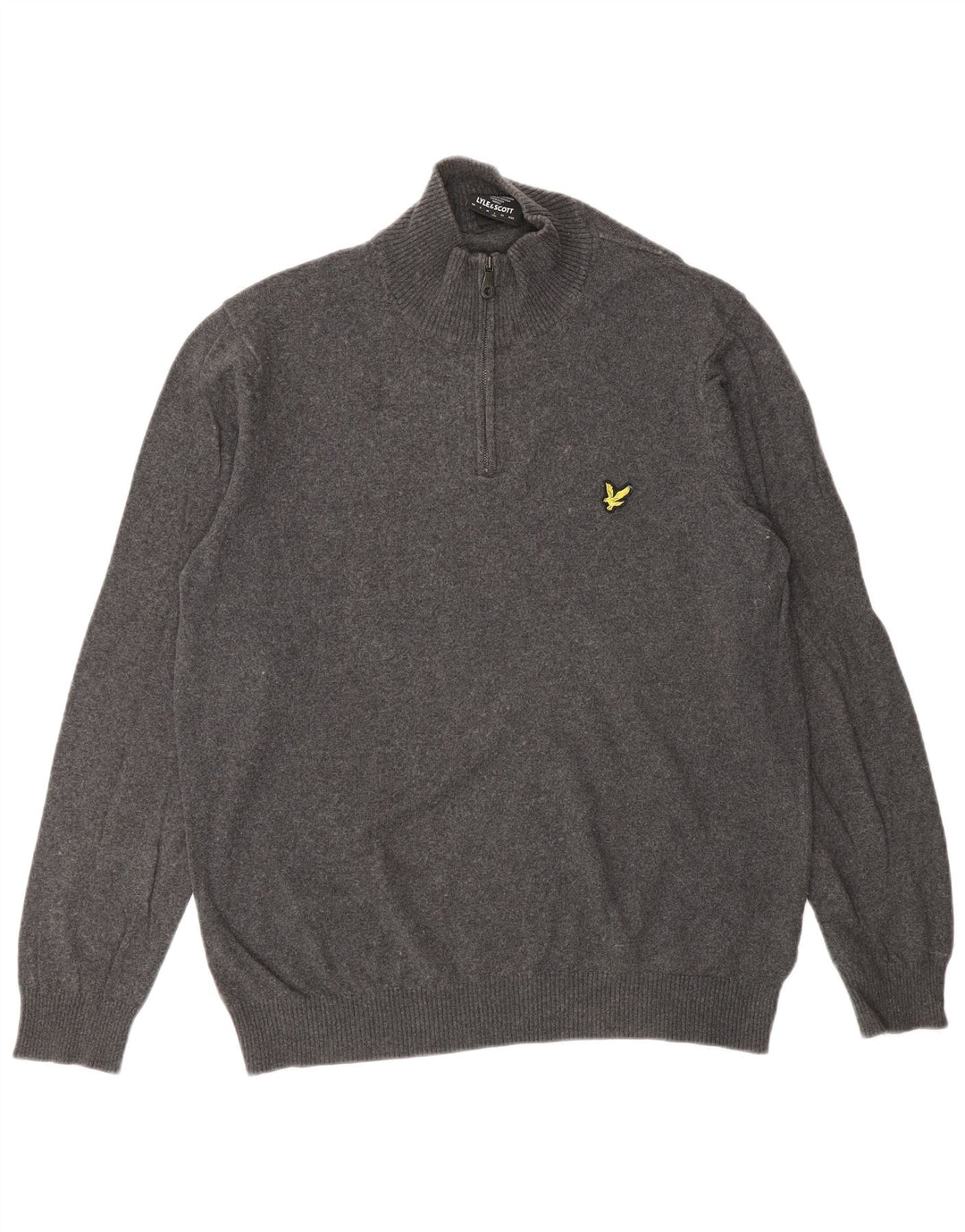 Lyle & Scott Maglione da uomo con zip e collo grande in cotone grigio