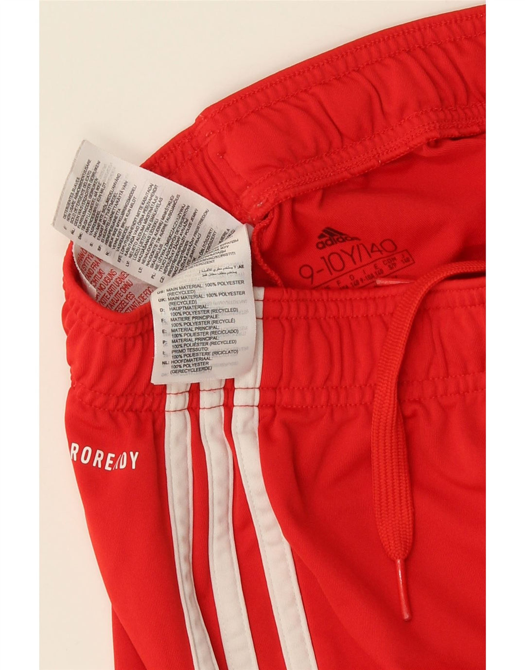 Pantaloncini sportivi Adidas Aeroready da ragazzo 9-10 anni in poliestere rosso