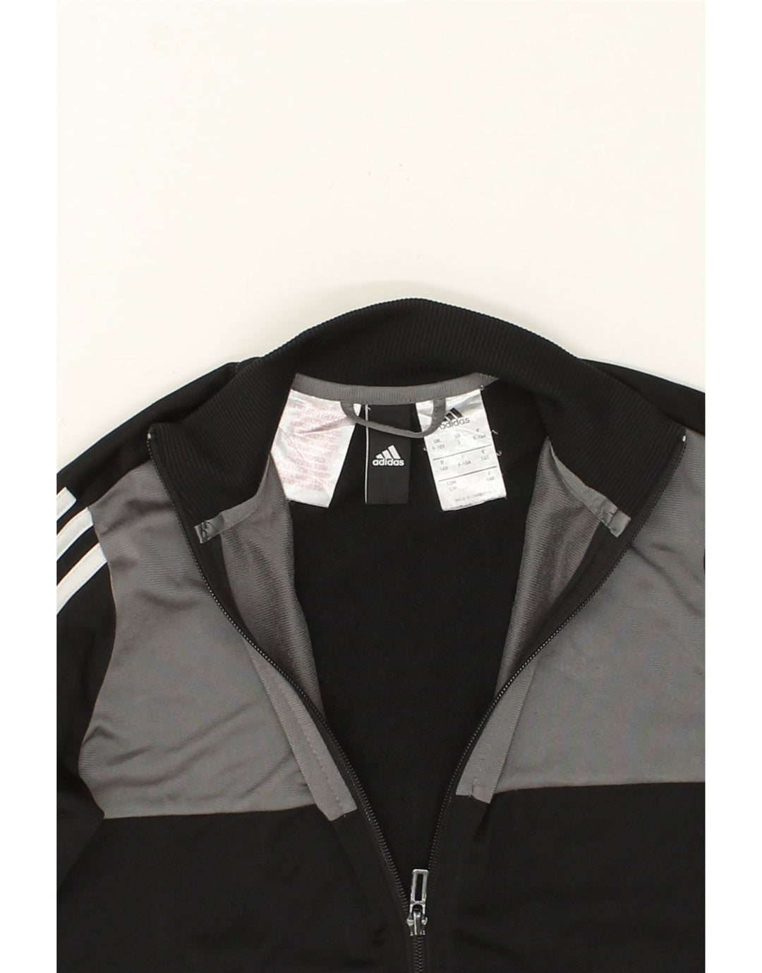 ADIDAS Boys Tracksuit Top Jacket 9-10 Years Black Colourblock Polyester Vintage Adidas and Second-Hand Adidas from Messina Hembry 