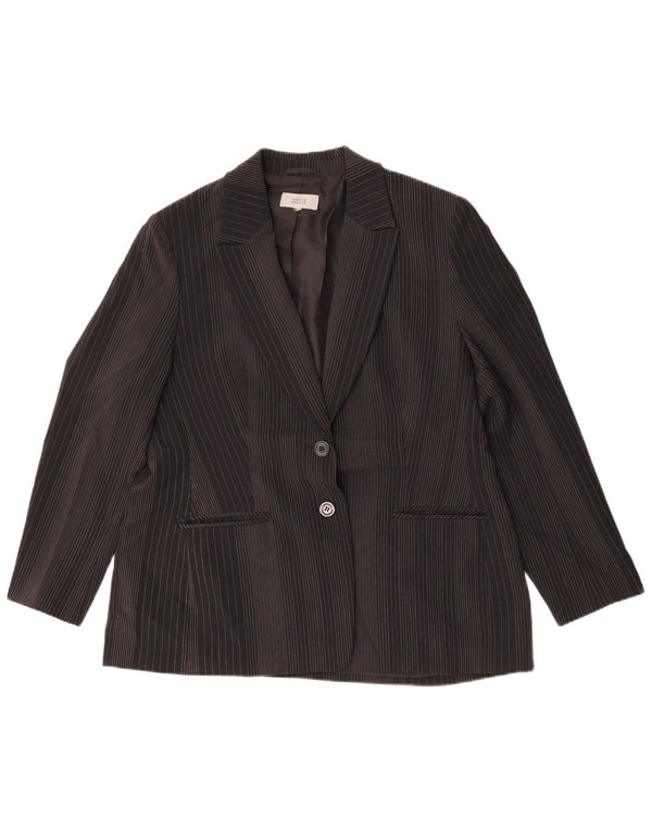 Giacca blazer a 2 bottoni Marks & Spencer da donna UK 14 grande gessato nero