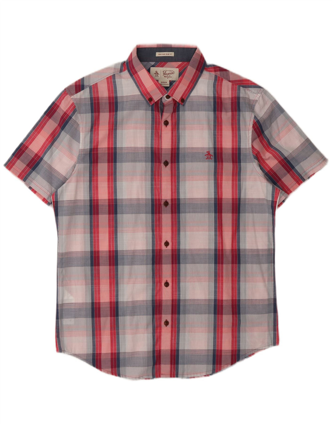 Camicia a maniche corte Penguin Heritage da uomo, scozzese medio multicolore