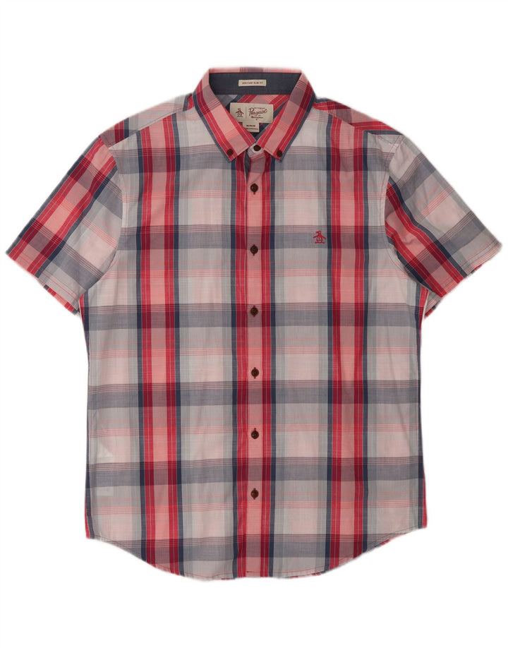 Camicia a maniche corte Penguin Heritage da uomo, scozzese medio multicolore