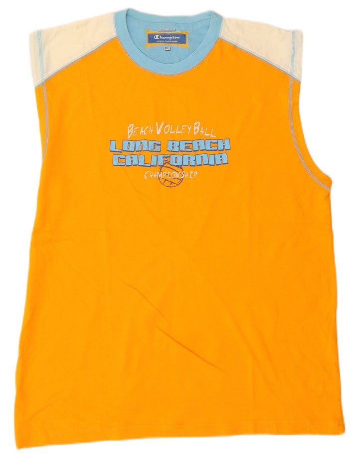 Canotta grafica da uomo Champion 2XL Cotone color block arancione