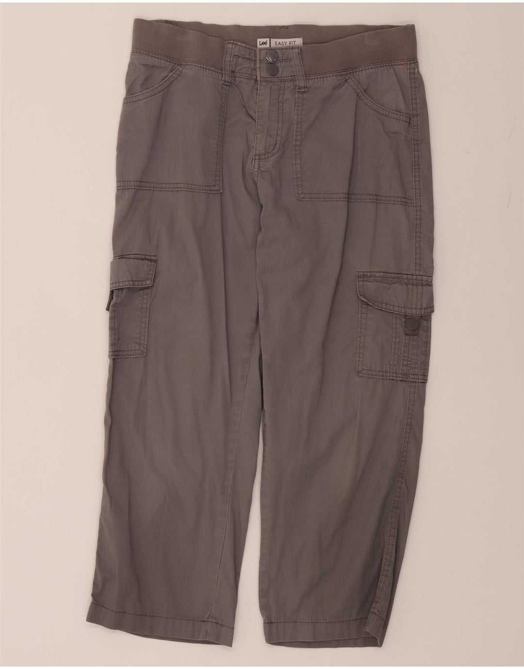 LEE Womens Easy Fit Straight Cargo Capri Trousers US 8 Medium W30 L22 Grey Vintage Lee and Second-Hand Lee from Messina Hembry 