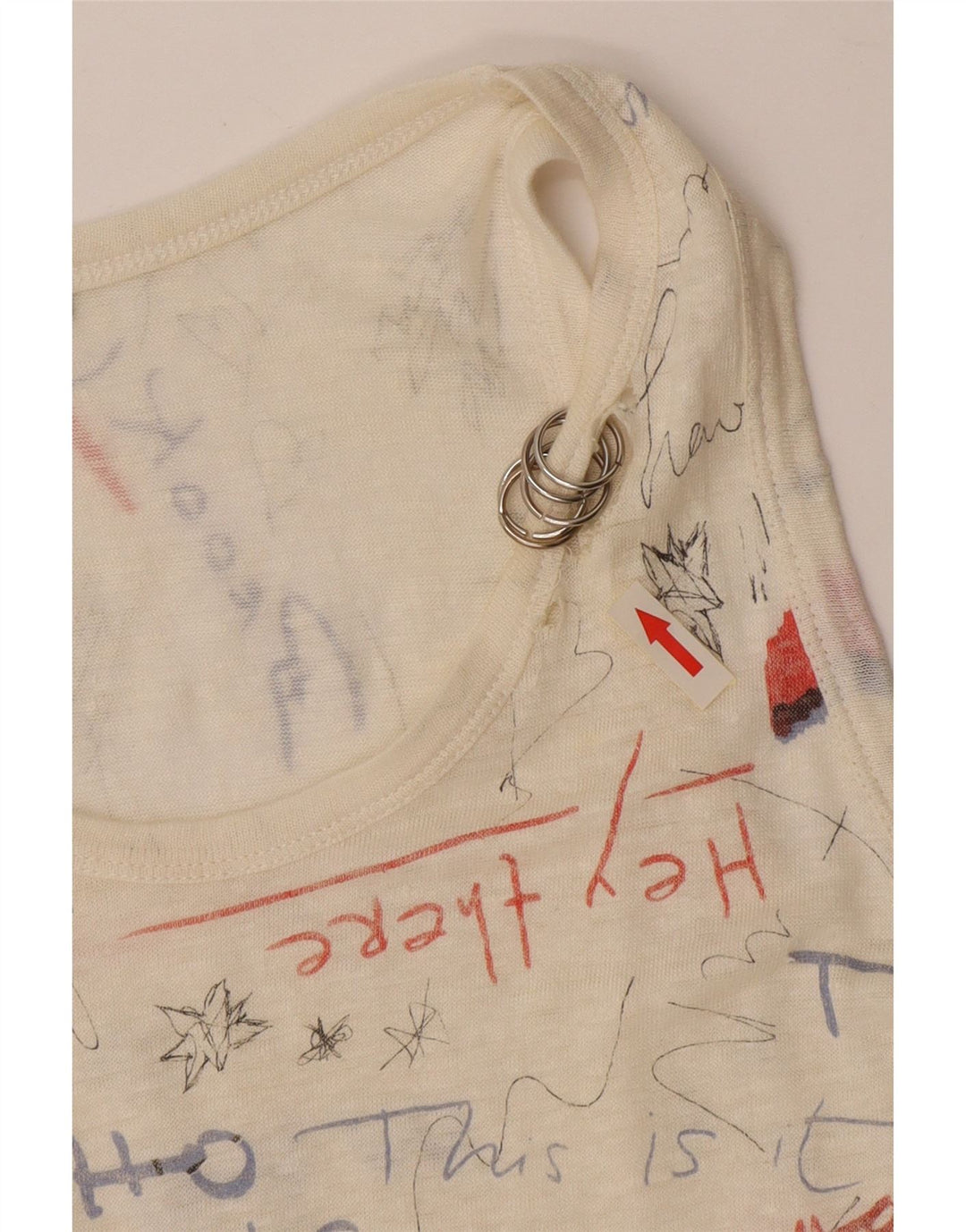 Canotta grafica da donna ZARA UK 14 Lino bianco sporco medio