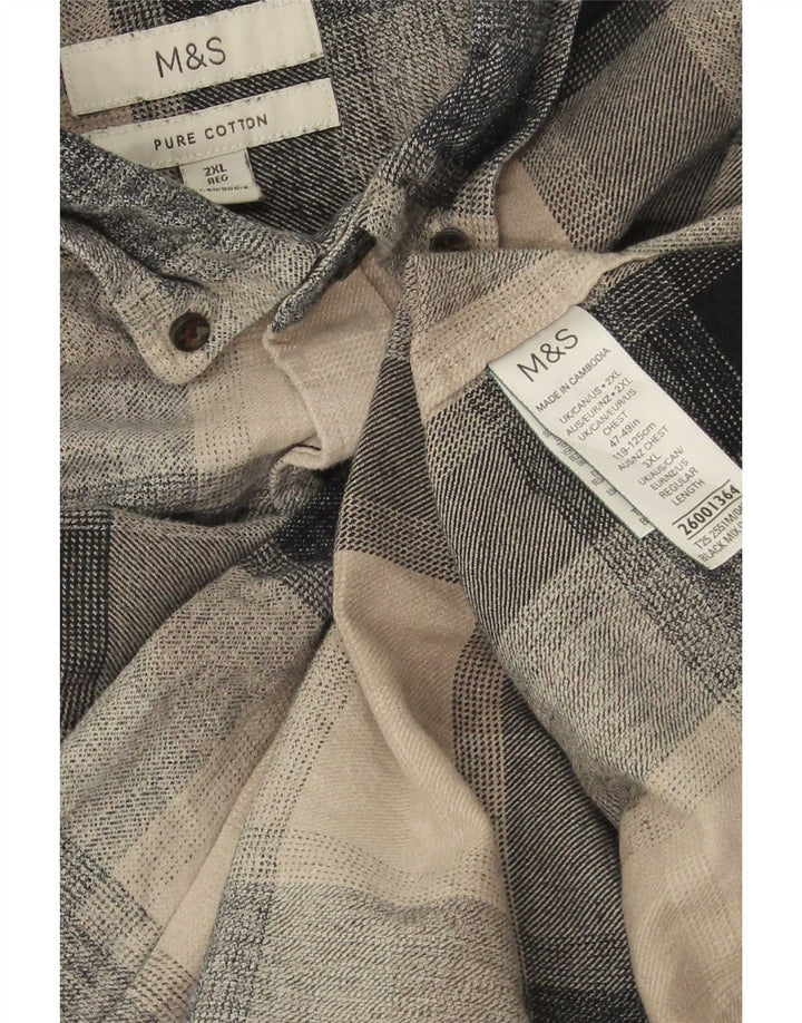 Camicia in flanella vestibilità regolare da uomo Marks & Spencer 2XL Cotone a quadri beige