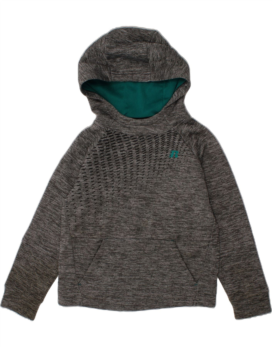 RUSSELL ATHLETIC Boys Hoodie Jumper 6-7 Years Small  Grey Polyester Vintage Russell Athletic and Second-Hand Russell Athletic from Messina Hembry 