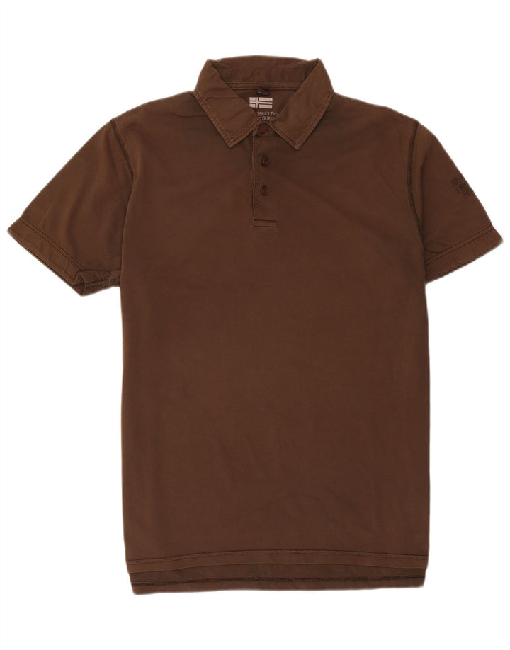 Polo da uomo Napapijri grande in cotone marrone