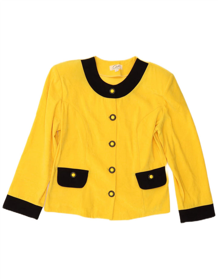Carlo Comberti Giacca Blazer da Donna a 5 Bottoni UK 14 Large Giallo Colorblock