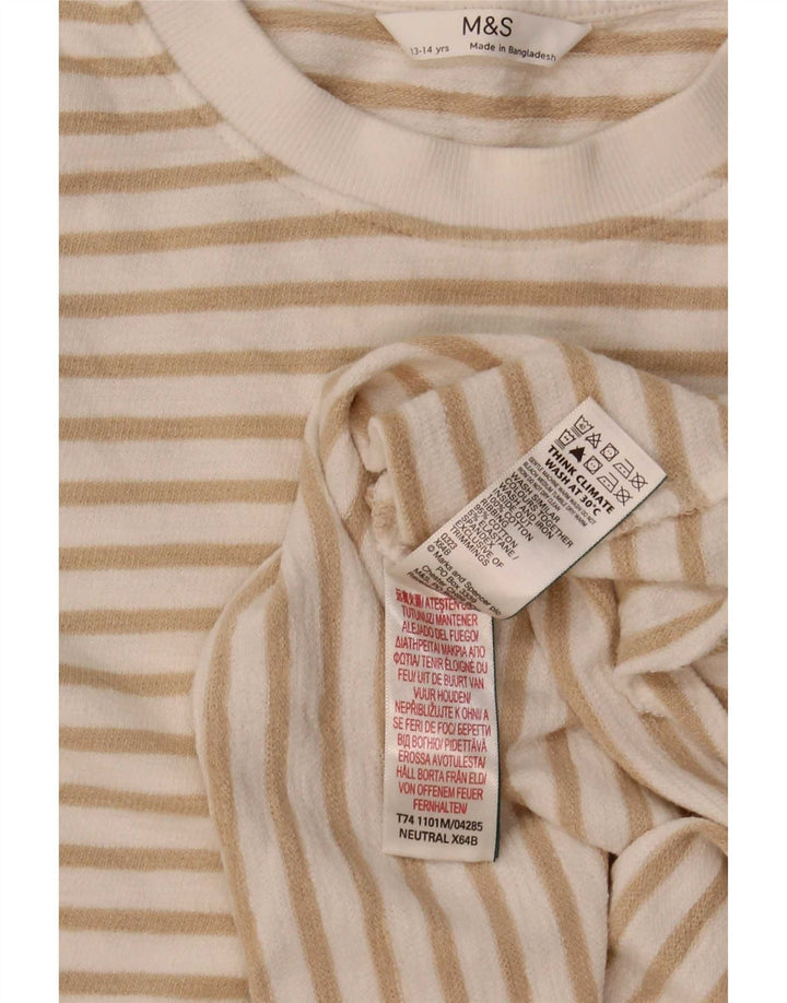 Top oversize per ragazze Marks & Spencer a maniche lunghe 13-14 anni a righe beige