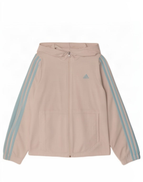 Maglione con cappuccio e zip da donna Adidas UK 12 poliestere bianco medio