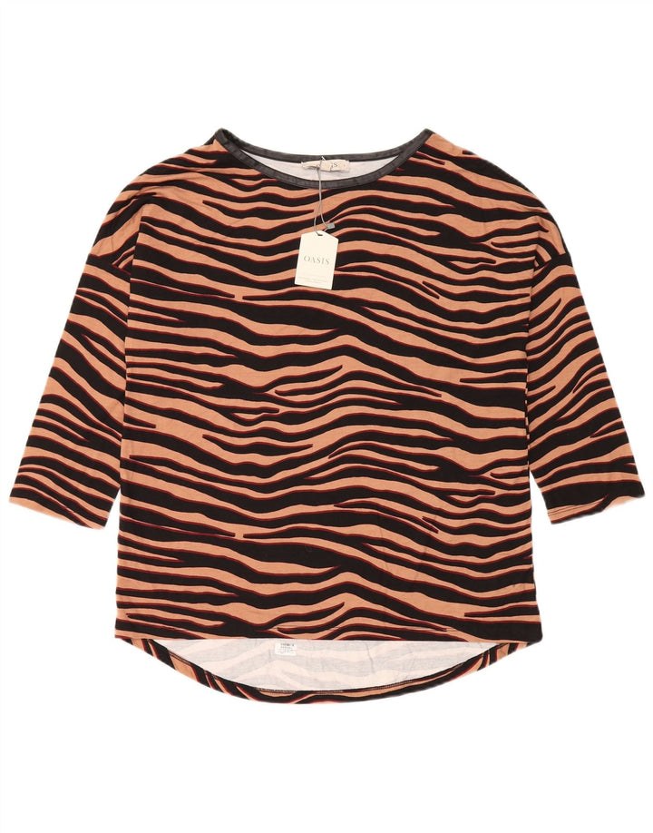 Top oversize da donna Oasis manica 3/4 UK 10 piccola stampa animalier marrone