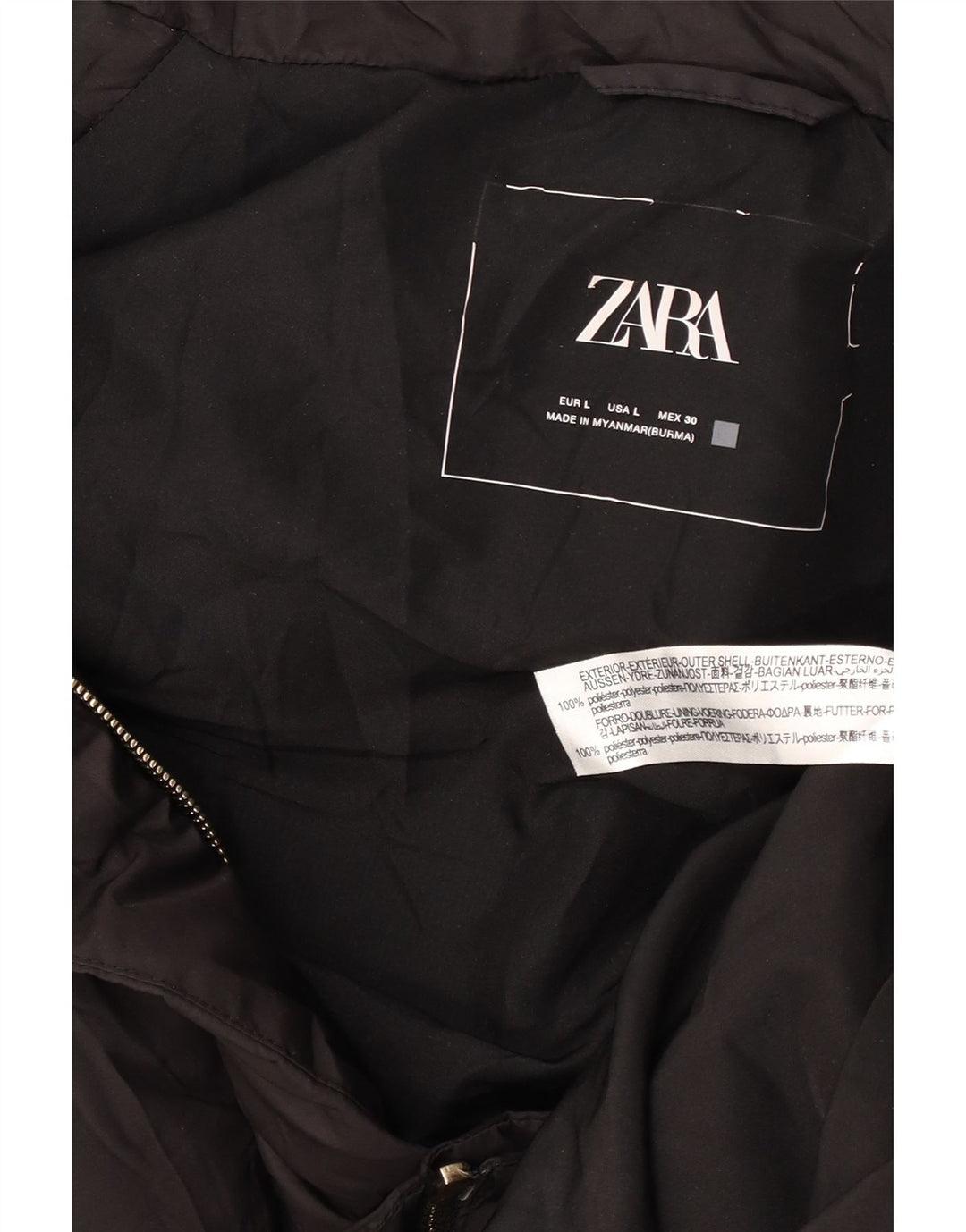 Cappotto imbottito senza maniche con cappuccio da donna Zara UK 16 grande poliestere nero