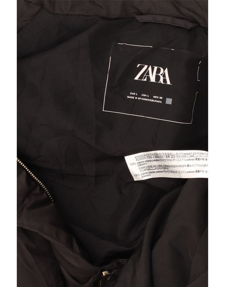 Cappotto imbottito senza maniche con cappuccio da donna Zara UK 16 grande poliestere nero