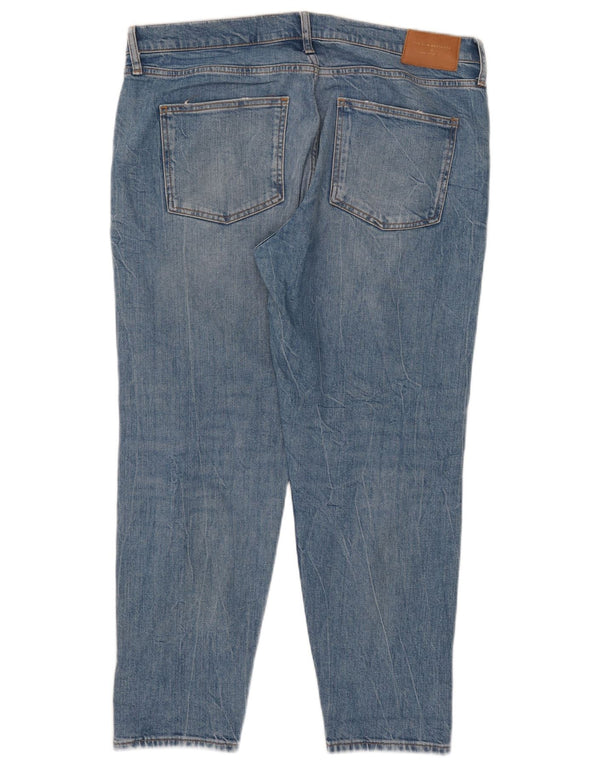 Jeans corti invecchiati Zara da donna EU 44 XL W34 L27 cotone blu