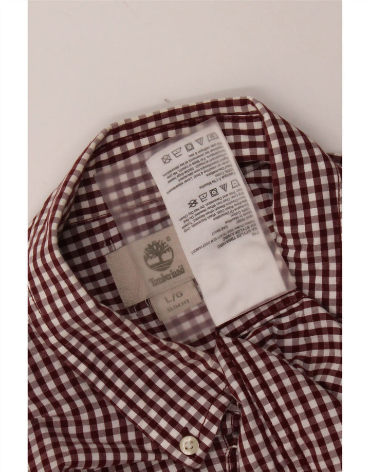 Camicia da uomo slim fit Timberland grande in cotone a quadretti marrone