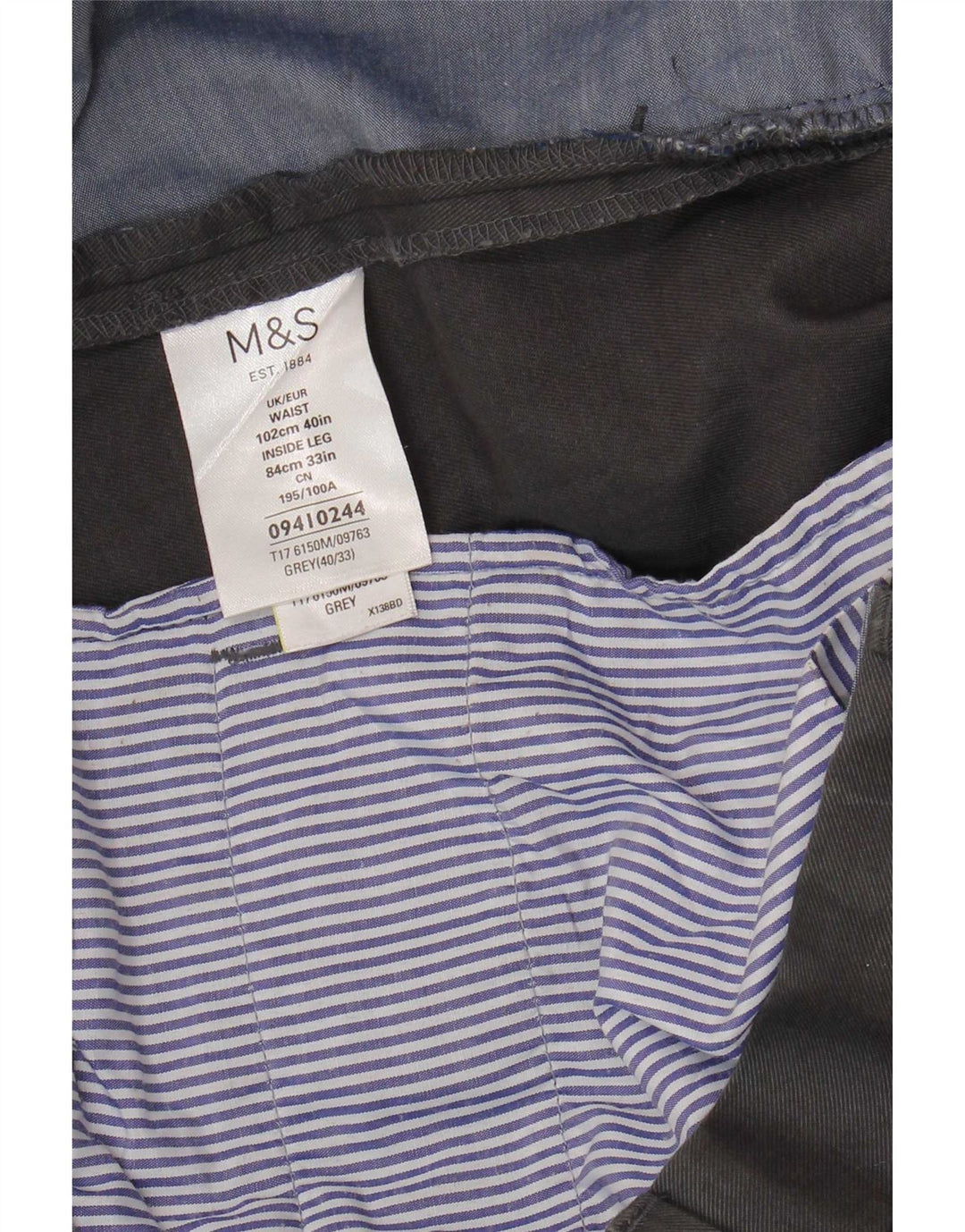 Pantaloni chino dritti da uomo Marks & Spencer W40 L33 cotone grigio