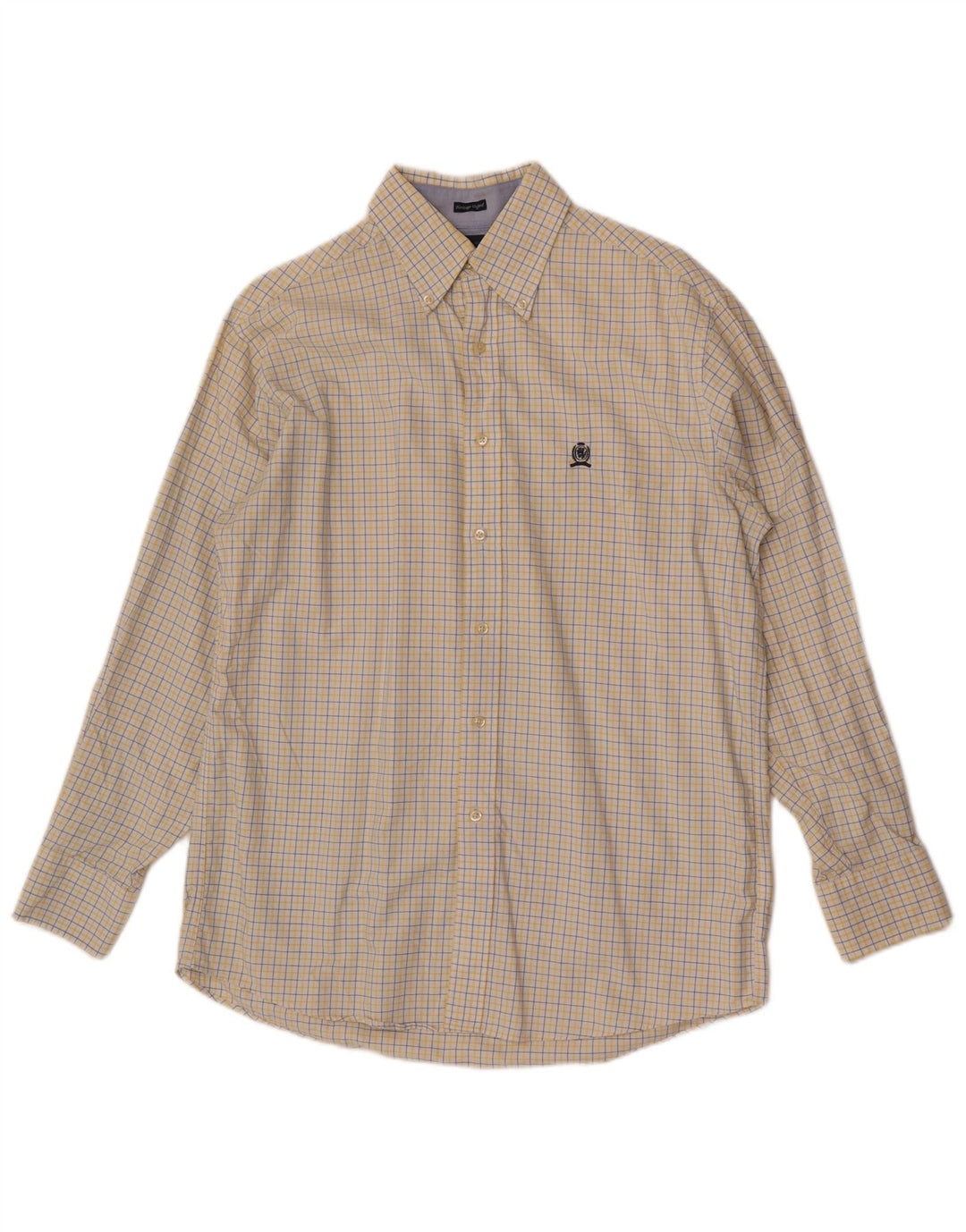 Camicia da uomo vestibilità regolare Tommy Hilfiger taglia 15 1/2 medio giallo a quadri